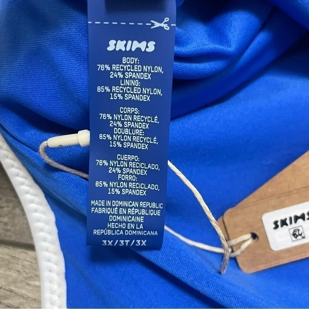 SKIMS Sporty high-neck stretch recycled nylon swimsuit Cobalt Sz 3X NWT